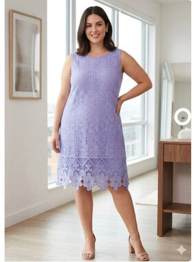 Avenue Purple Lace Sleeveless Dress Plus Size 26/28